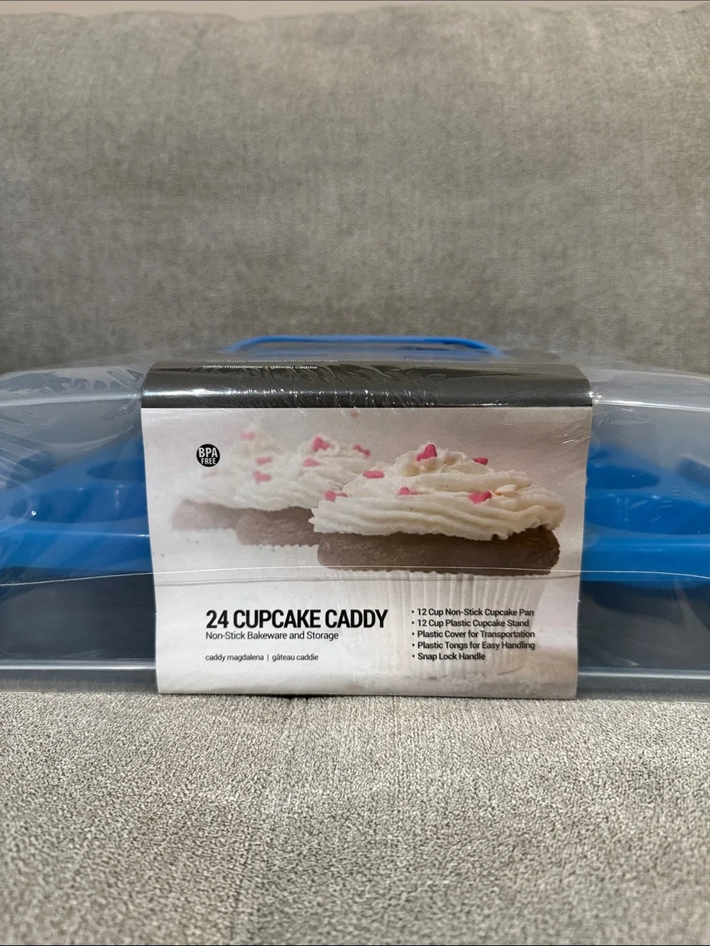 Blue 24-Cup Cupcake Caddy with Handle